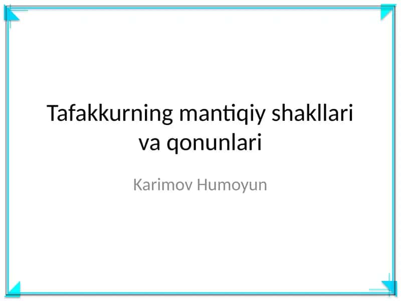 Tafakkurning mantiqiy shakllari va qonunlari