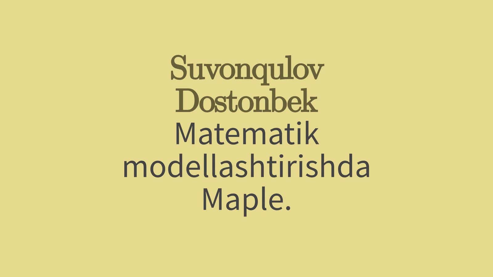 Mapleda Matematik Modellashtirish
