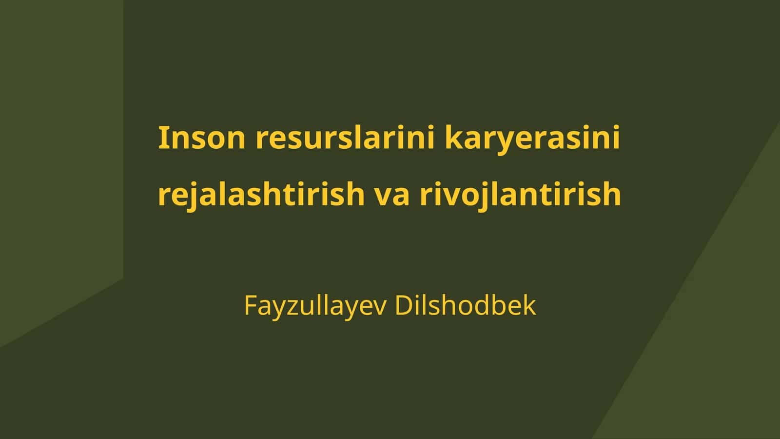 Karyera rejalashtirish va rivojlantirish