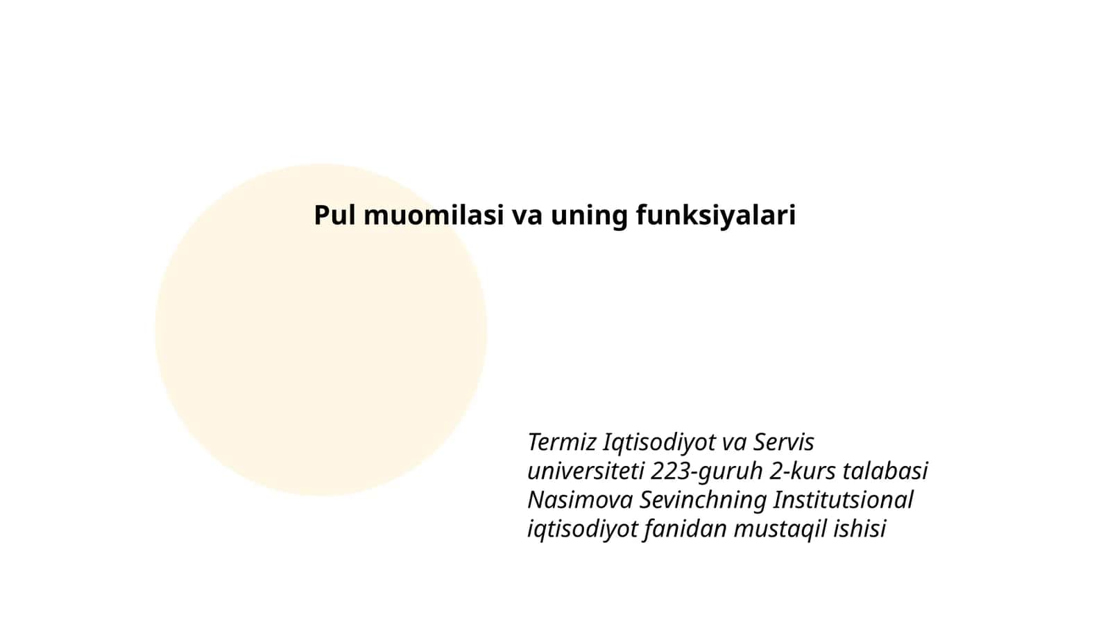 Pul muomilasi va uning funksiyalari
