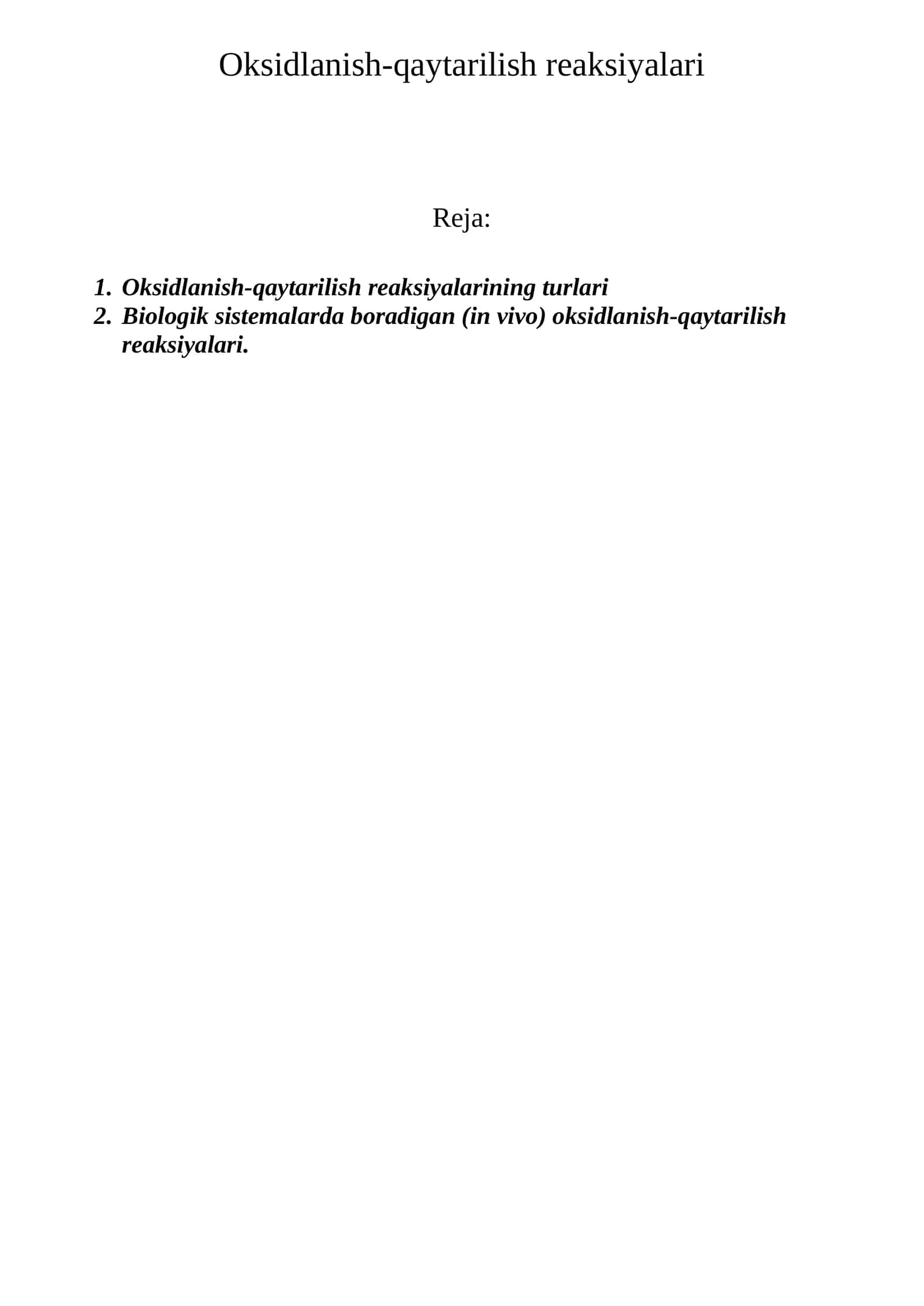 Oksidlanish-qaytarilish reaksiyalari