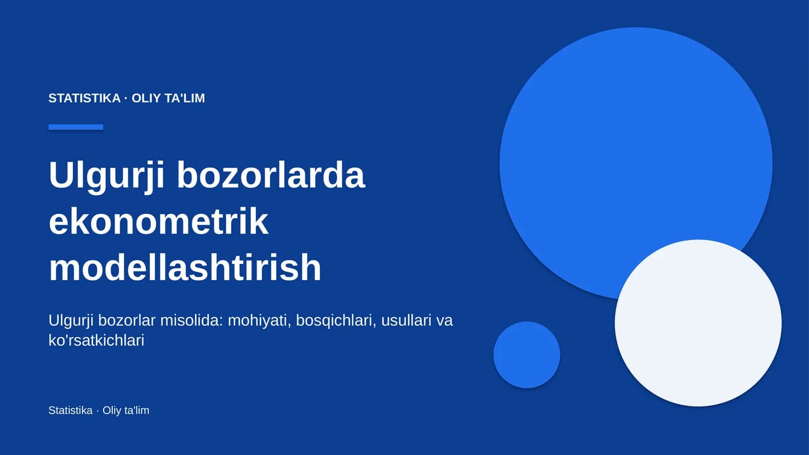 Ulgurji bozorlarda ekonometrik modellashtirish
