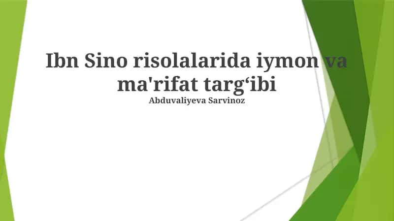 Ibn Sino risolalarida iymon va ma'rifat targ‘ibi