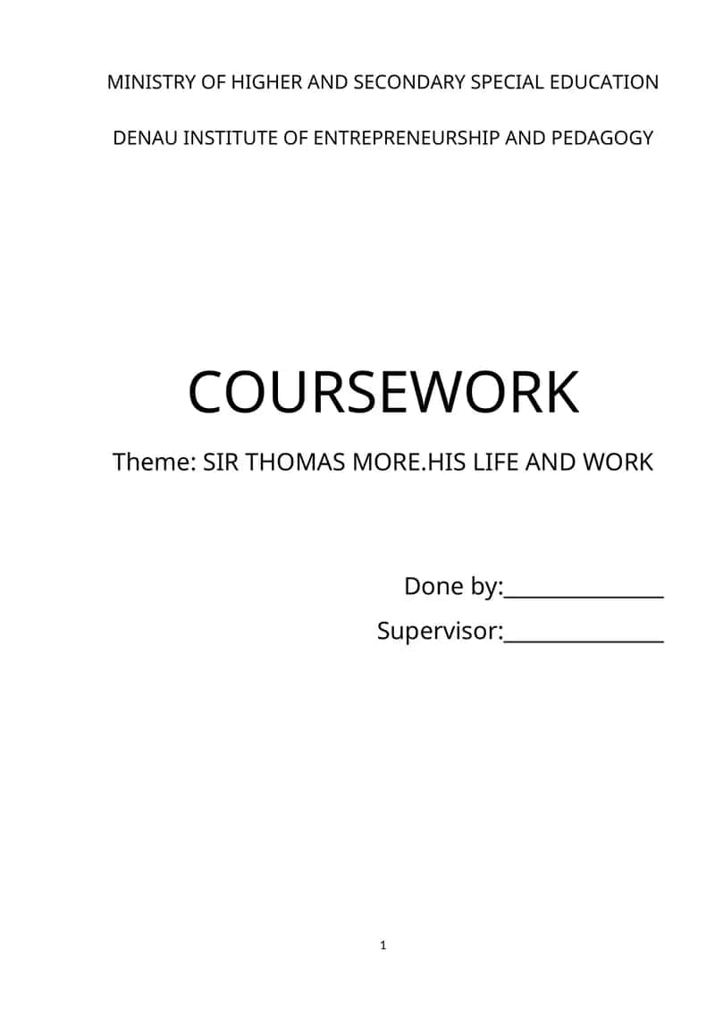 SIR THOMAS MORE.HIS LIFE AND WORK