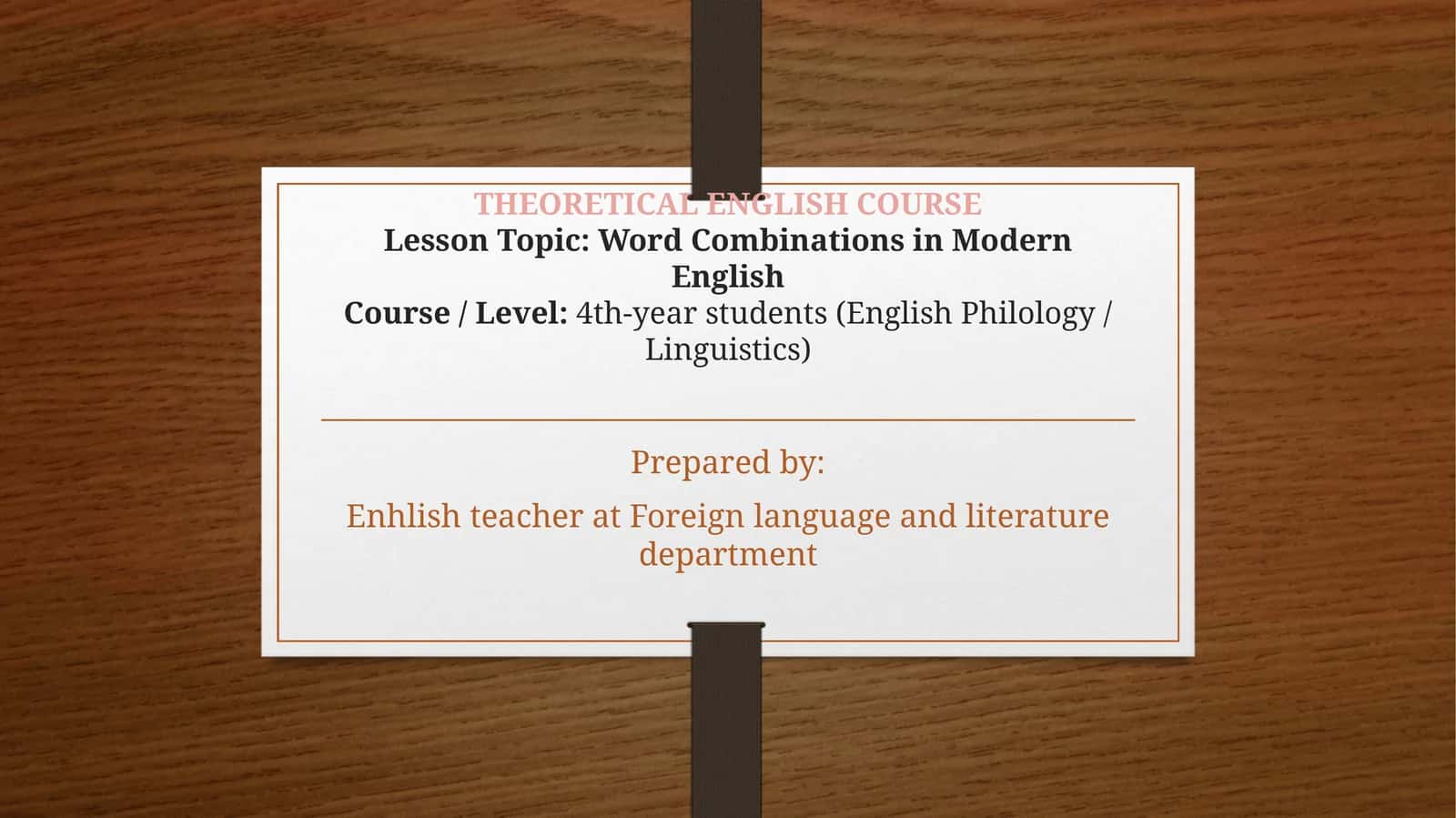 THEORETICAL ENGLISH COURSE