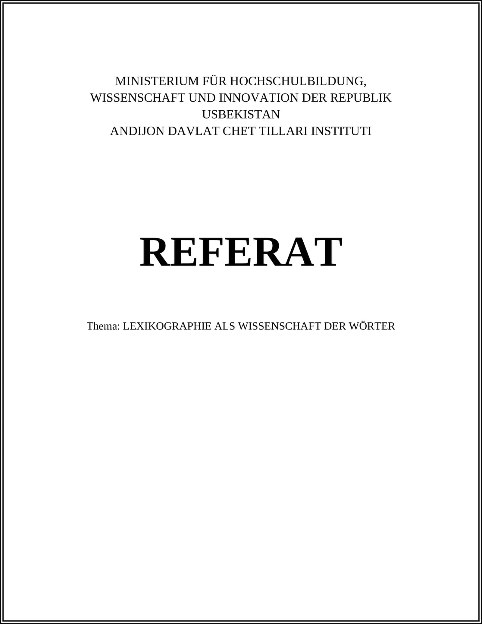 LEXIKOGRAPHIE ALS WISSENSCHAFT DER WÖRTER