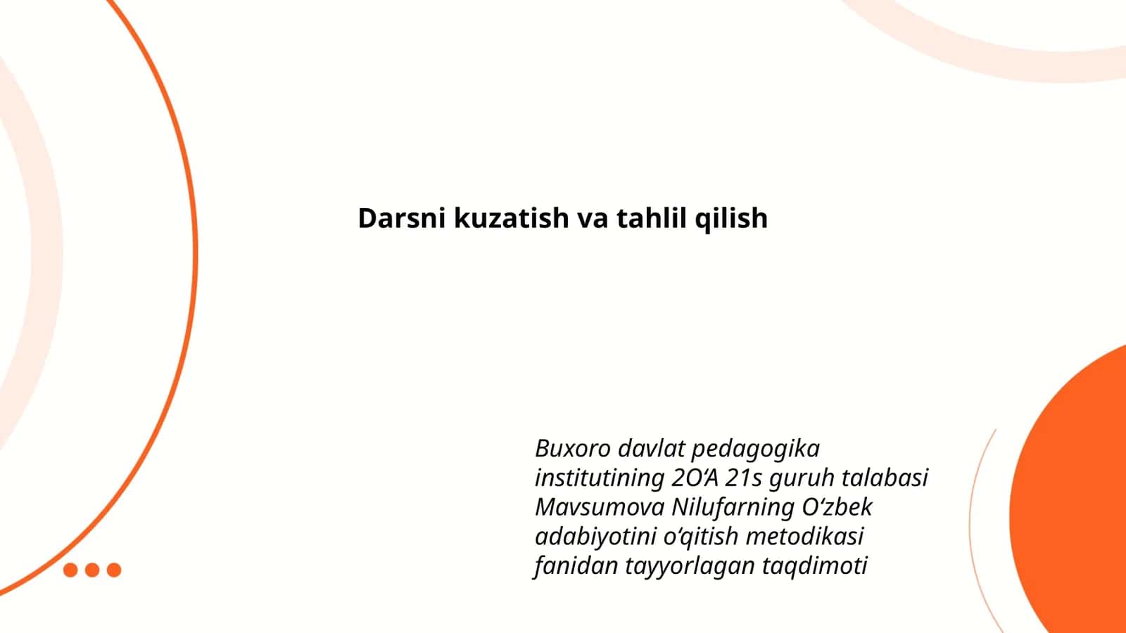 O‘zbek adabiyotini o‘qitish metodikasi