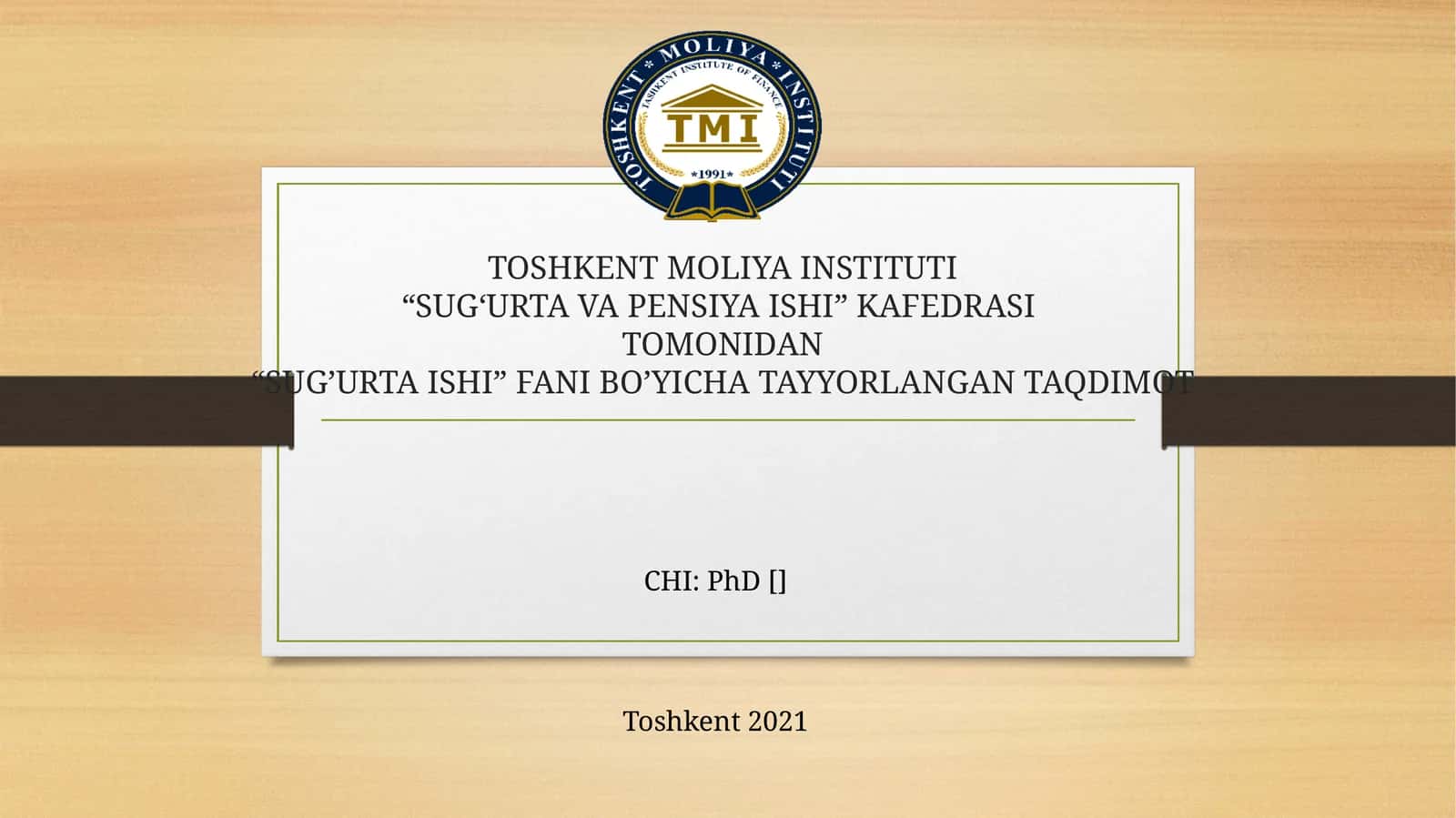 “SUG’URTA ISHI” FANI BO’YICHA TAYYORLANGAN TAQDIMOT