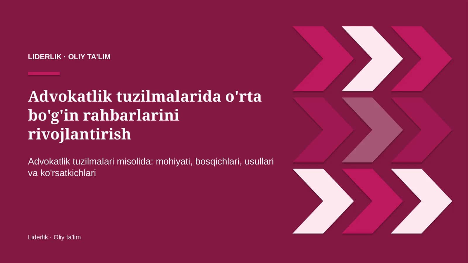 Advokatlik tuzilmalarida o'rta bo'g'in rahbarlarini rivojlantirish