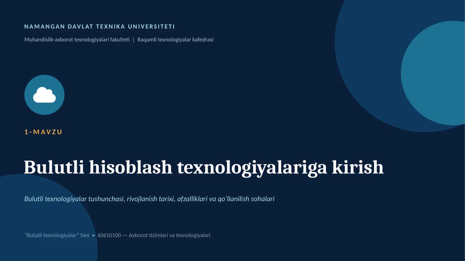 Bulutli hisoblash texnologiyalariga kirish