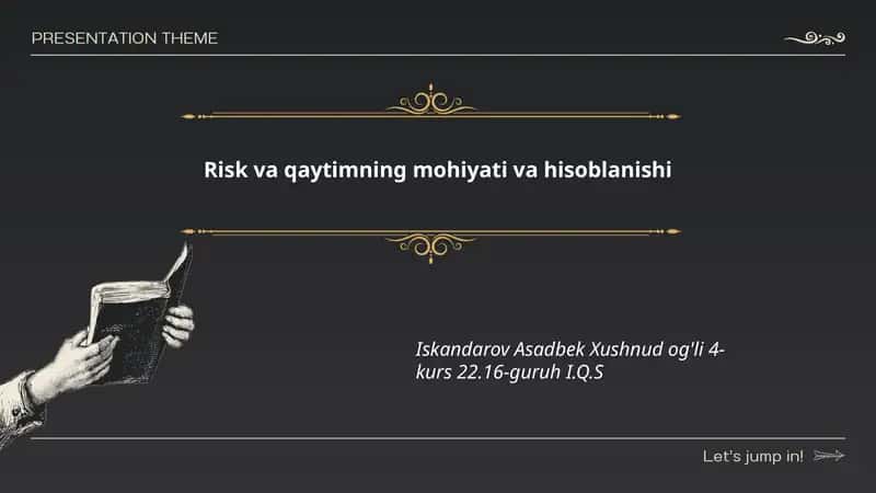 Risk va qaytimning mohiyati va hisoblanishi
