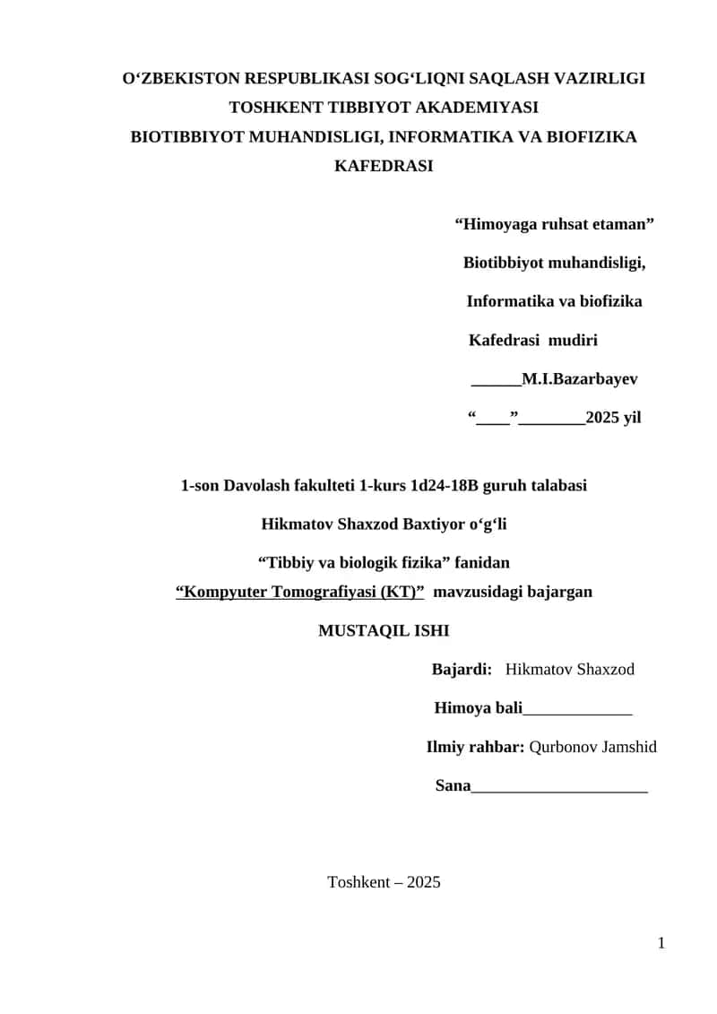Kompyuter Tomografiyasi (KT)