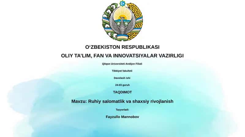 Ruhiy salomatlik va shaxsiy rivojlanish