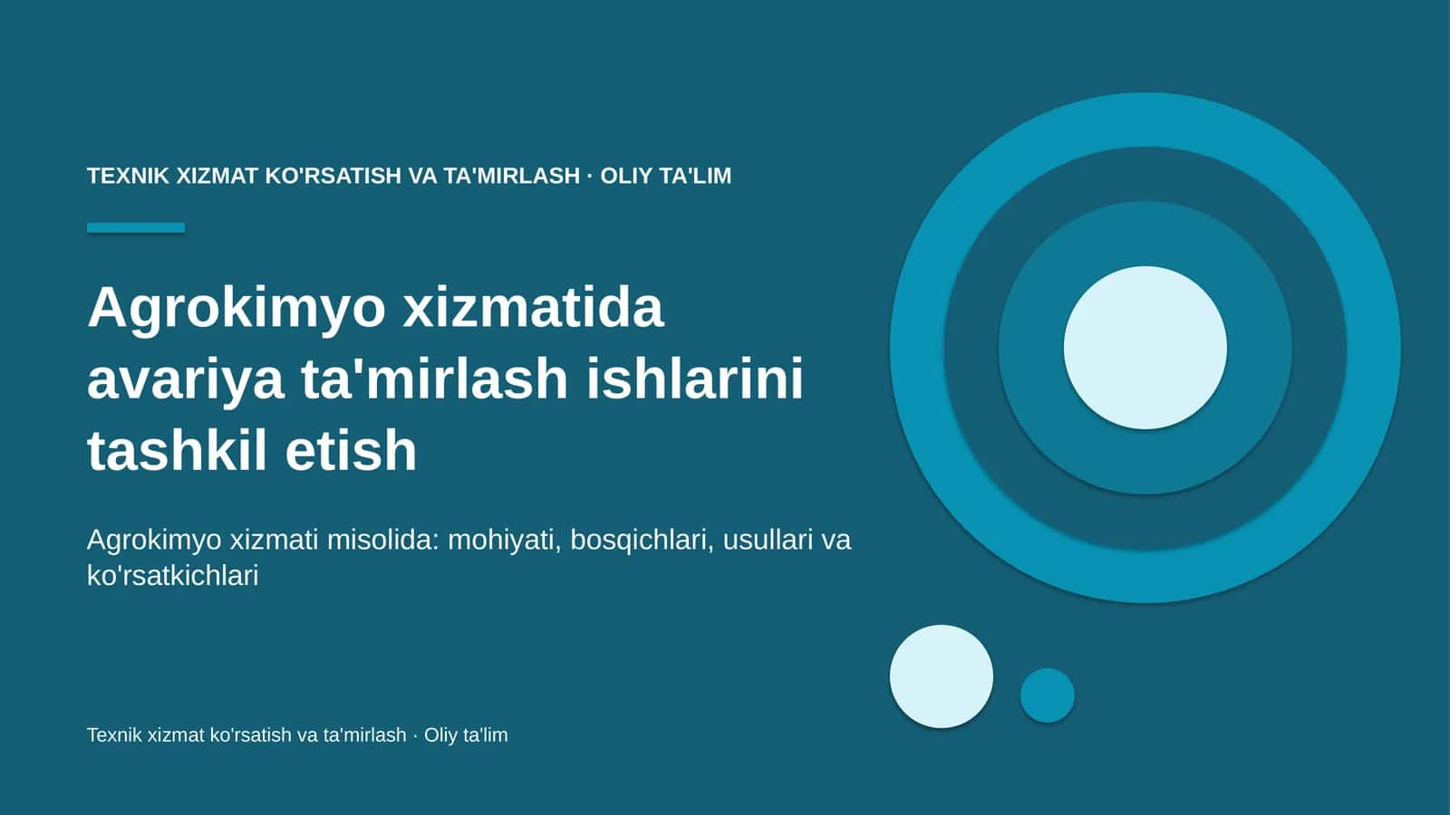 Agrokimyo xizmatida avariya ta'mirlash ishlarini tashkil etish