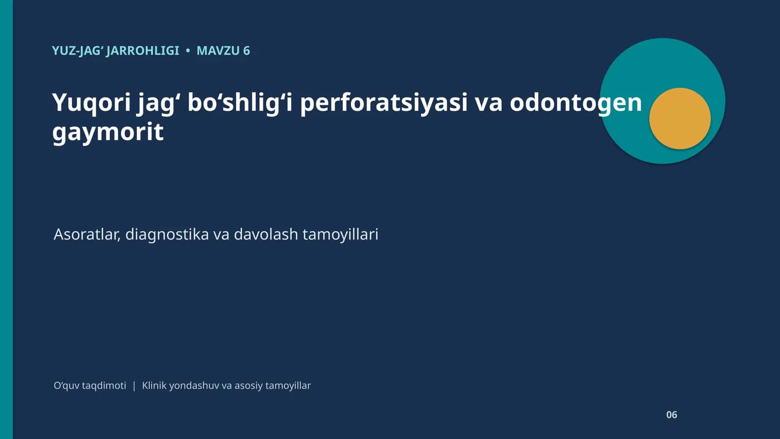 Yuqori jagʻ boʻshligʻi perforatsiyasi va odontogen gaymorit