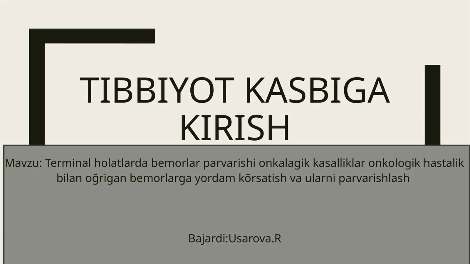 Terminal va Onkologik Bemorlar Parvarishi
