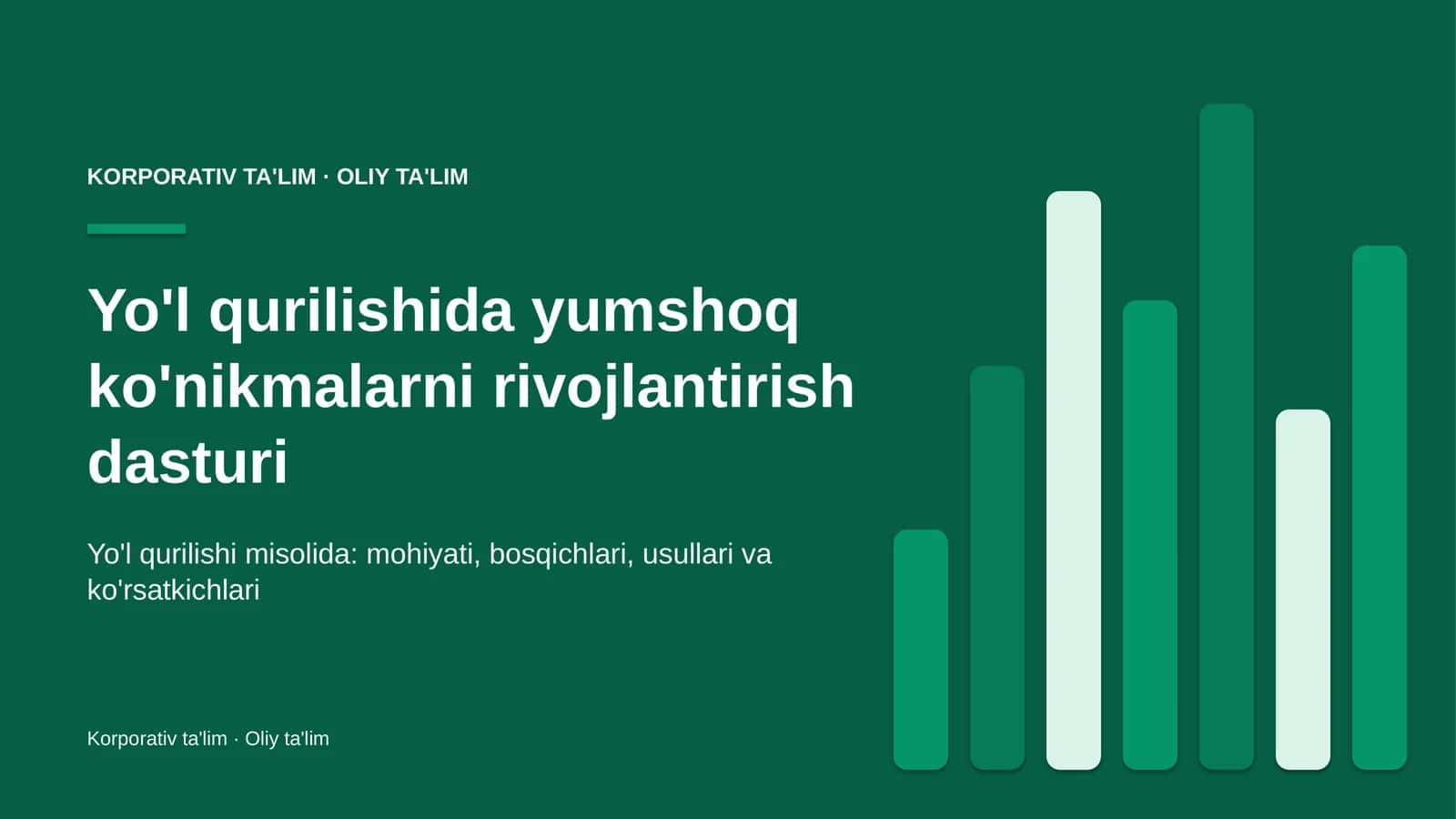 Yo'l qurilishida yumshoq ko'nikmalarni rivojlantirish dasturi