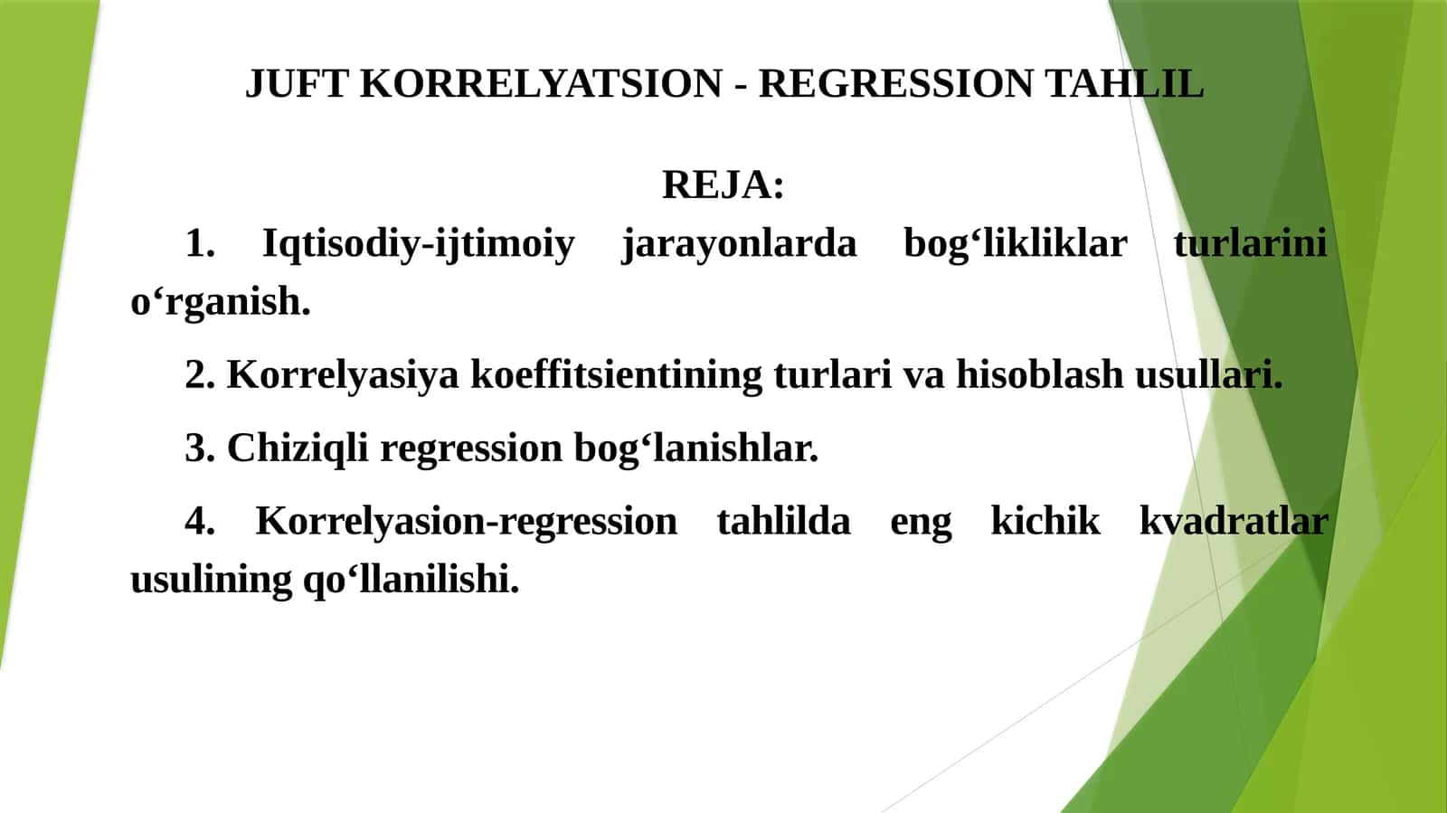 JUFT KORRELYATSION - REGRESSION TAHLIL