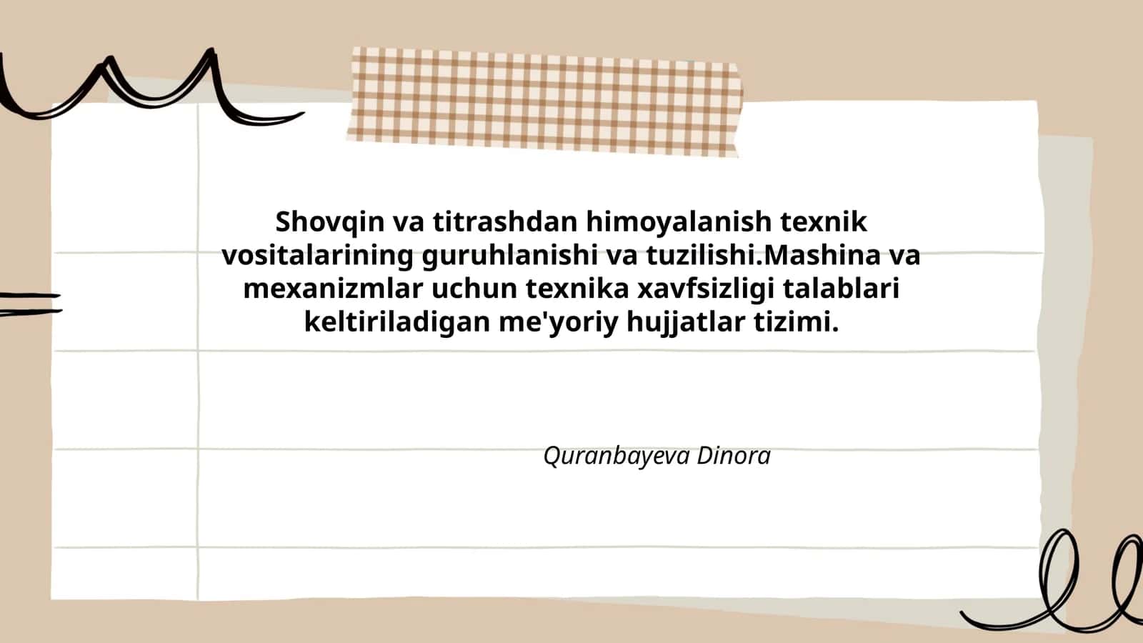 Shovqin va titrashdan himoyalanish texnik vositalarining guruhlanishi va tuzilishi