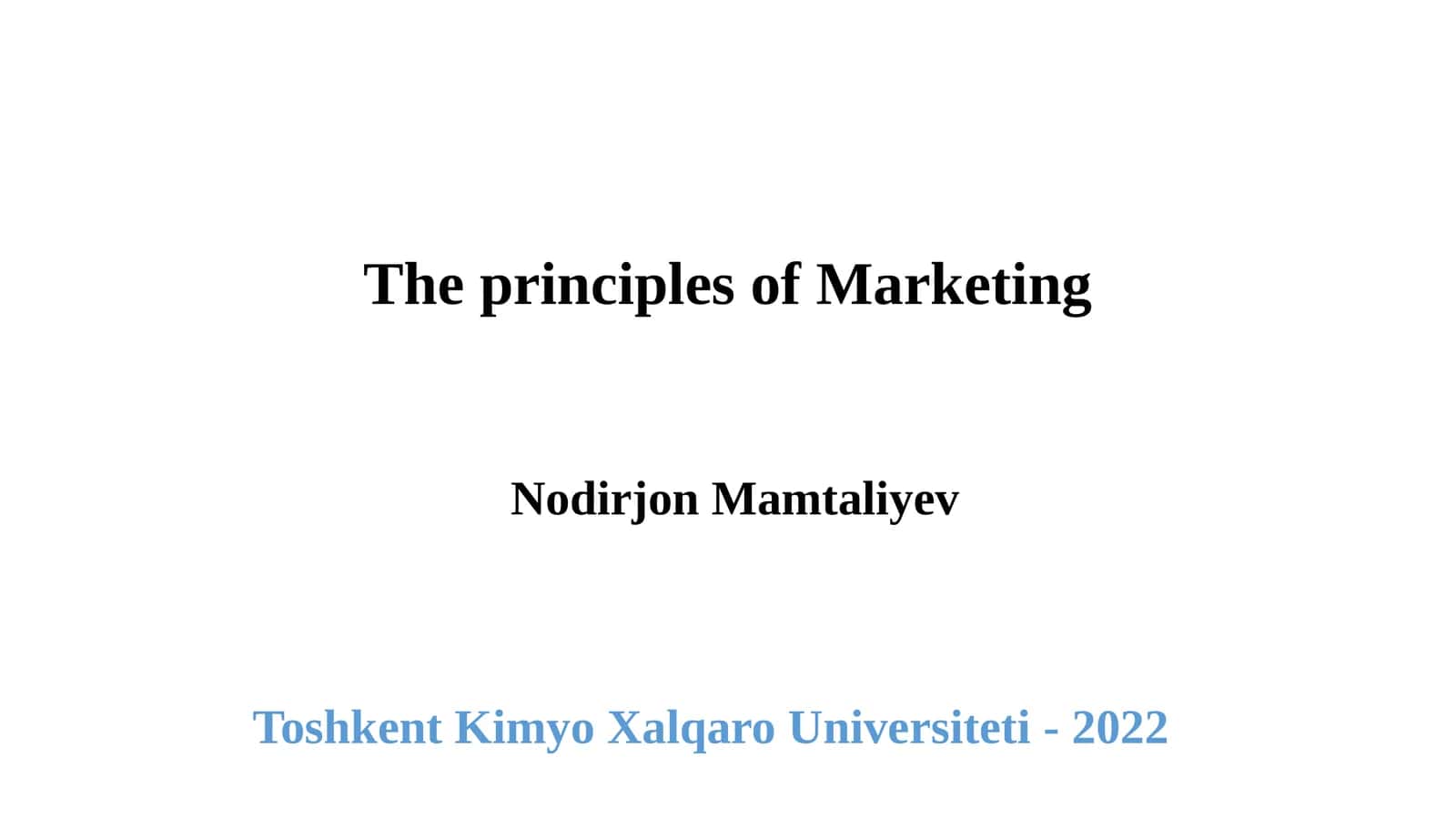 The principles of Marketing