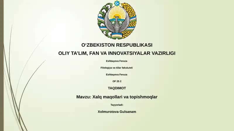 Xalq maqollari va topishmoqlar