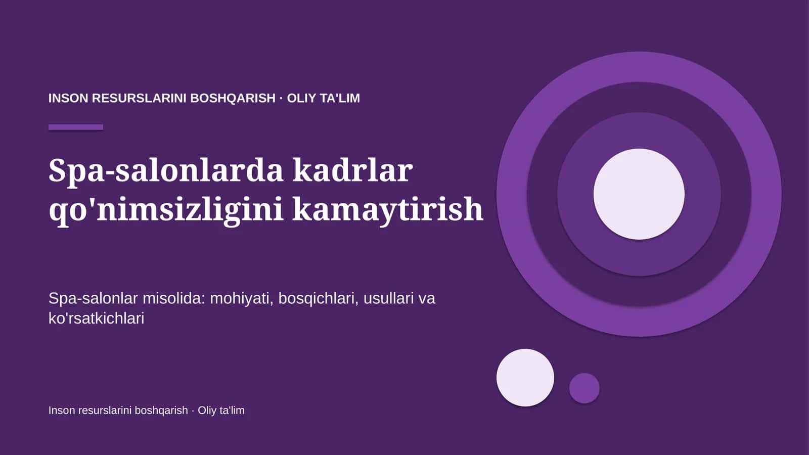 Spa-salonlarda kadrlar qo'nimsizligini kamaytirish