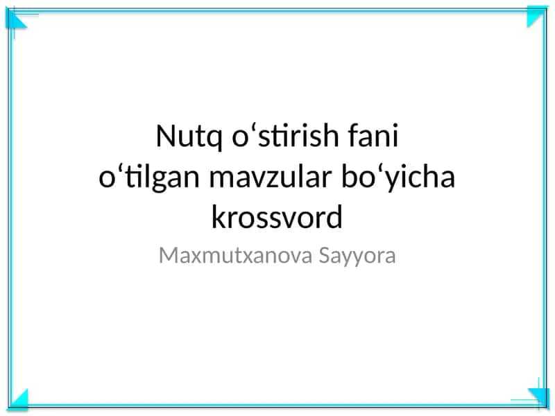 Nutq oʻstirish fani