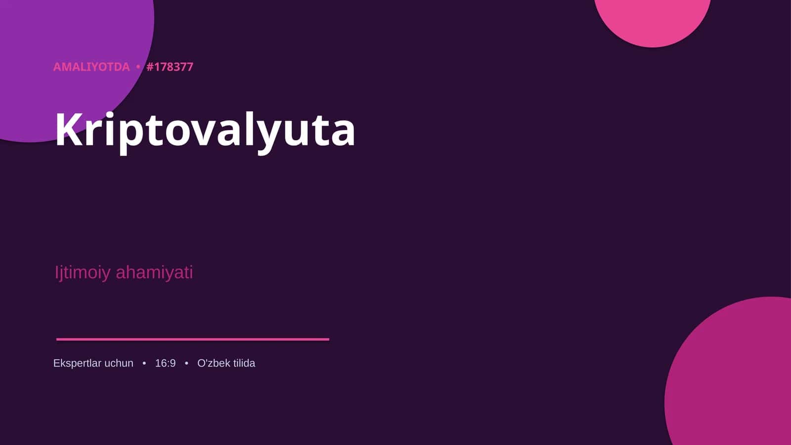 Kriptovalyuta Taqdimotlar/Iqtisodiyot