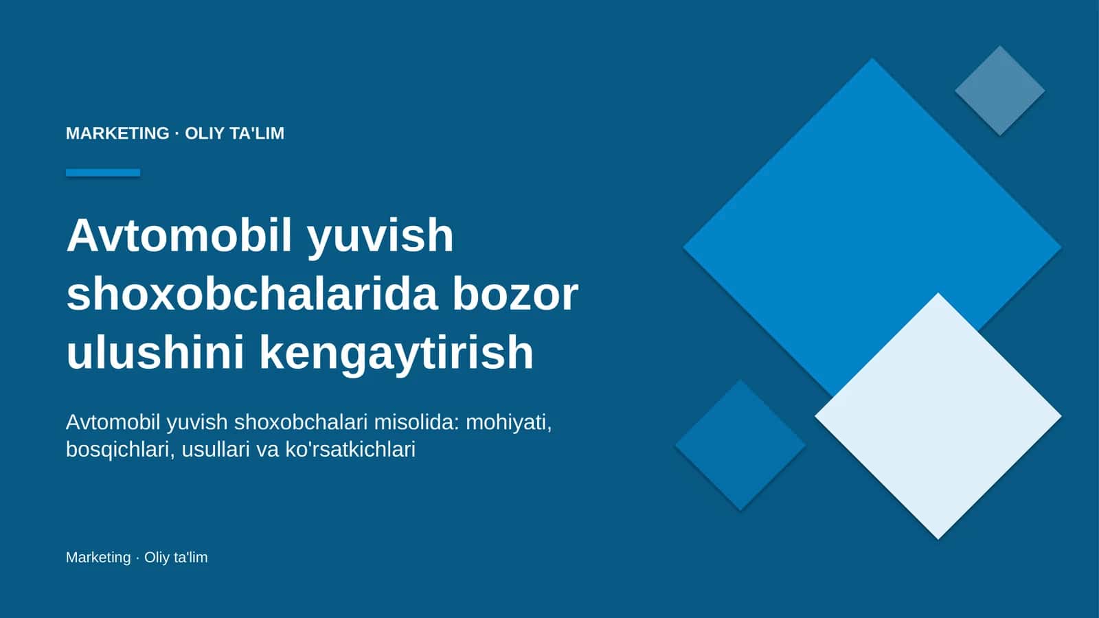 Avtomobil yuvish shoxobchalarida bozor ulushini kengaytirish