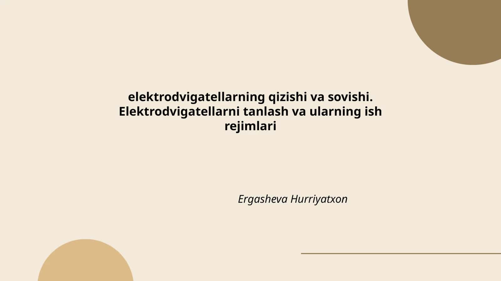 Elektrodvigatellarning qizishi va sovishi