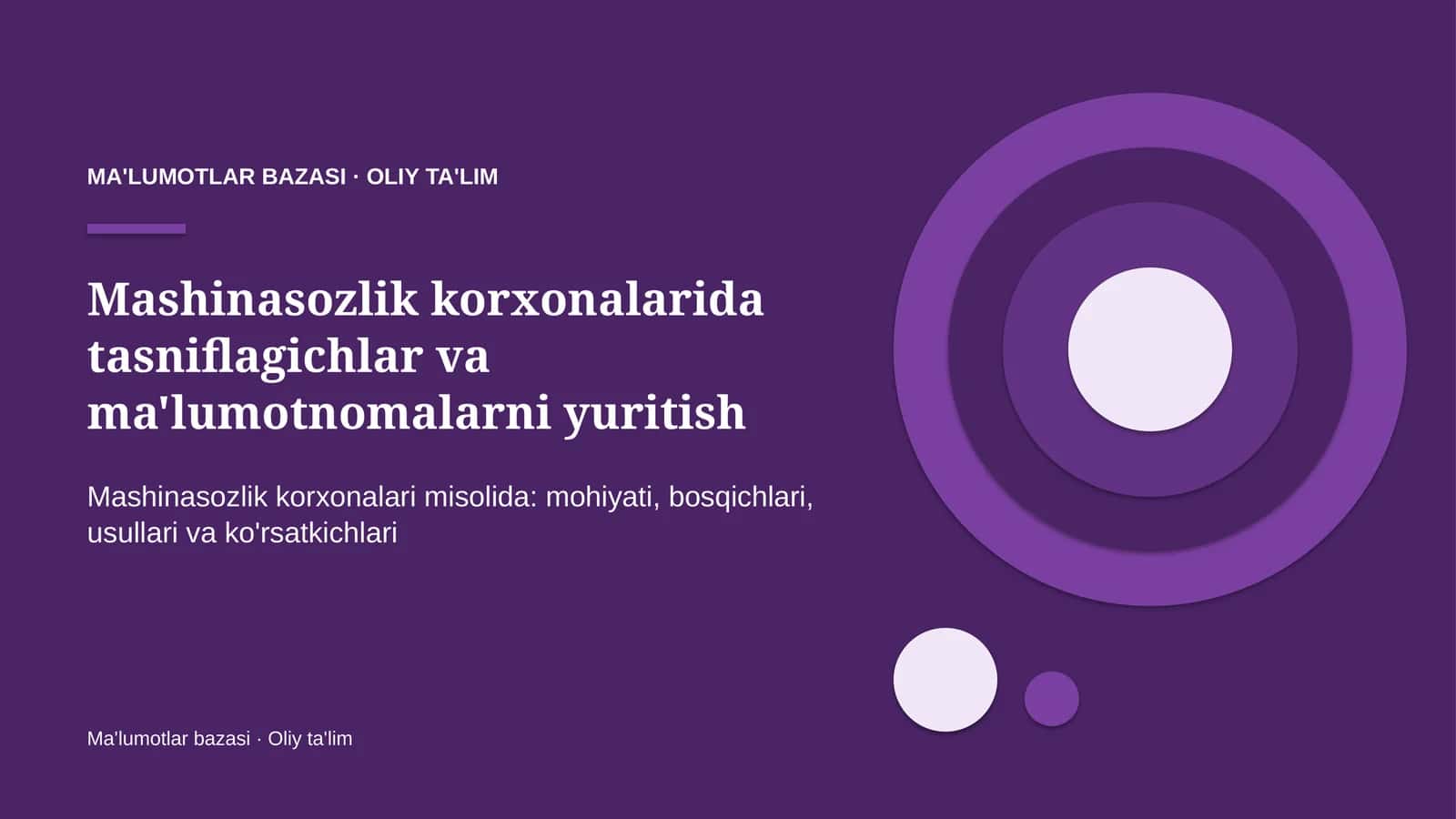 mashinasozlik korxonalarida tasniflagichlar va ma'lumotnomalarni yuritish 3584
