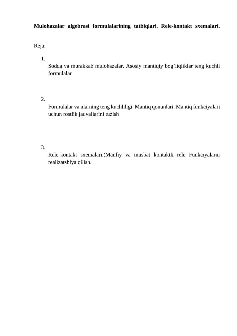 Matematik Mantiq Malumotlar Bazasi