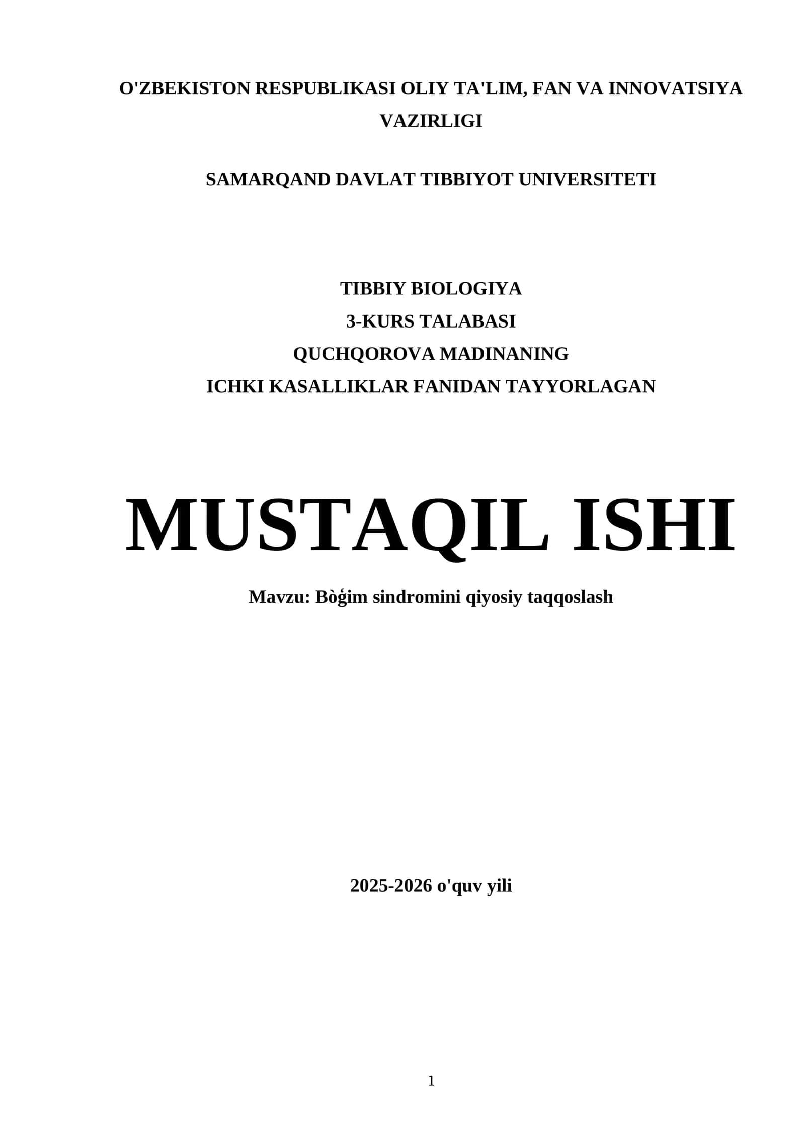 Bòģim sindromini qiyosiy taqqoslash