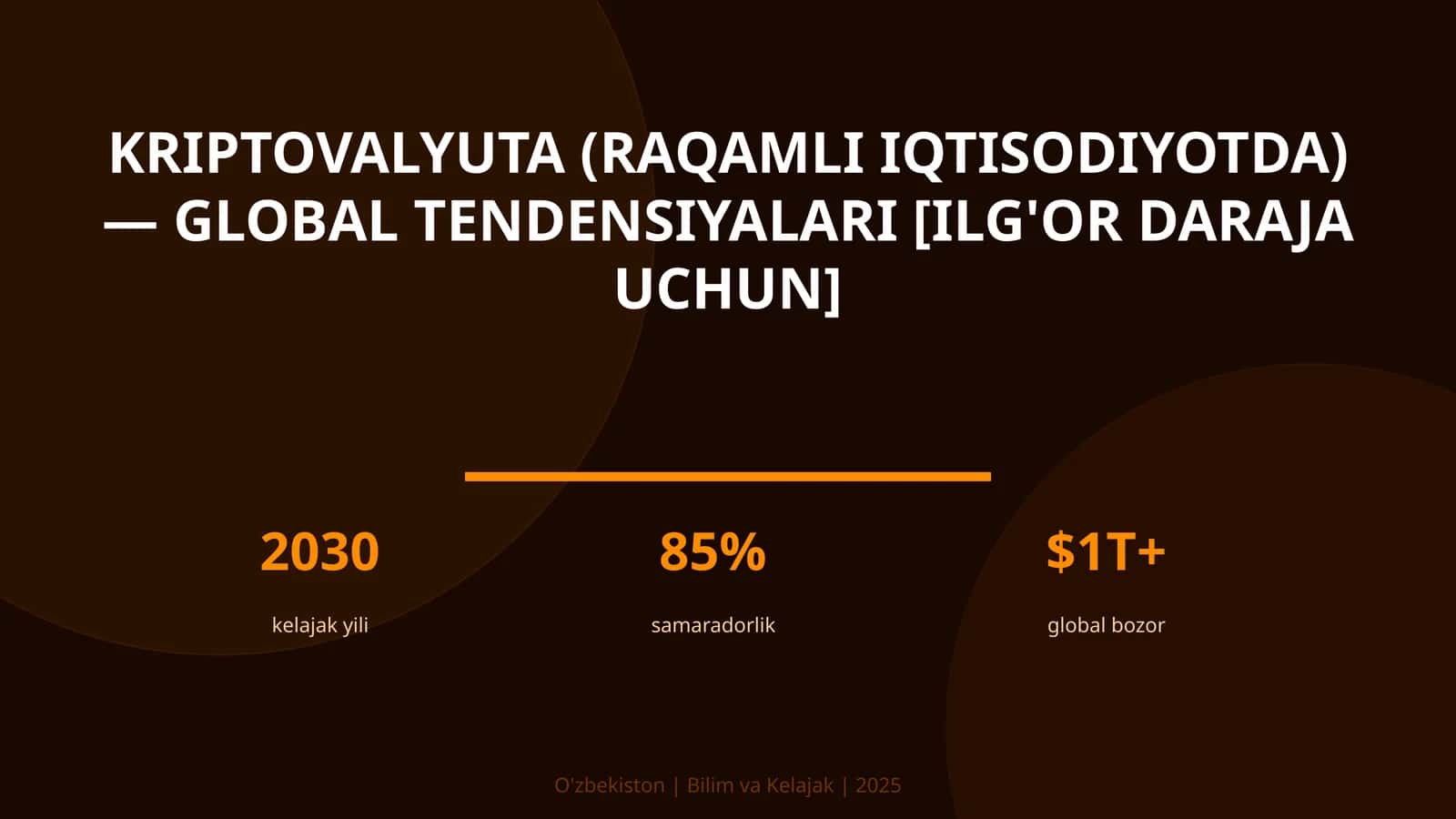 KRIPTOVALYUTA (RAQAMLI IQTISODIYOTDA) — GLOBAL TENDENSIYALARI [ILG'OR DARAJA UCHUN]