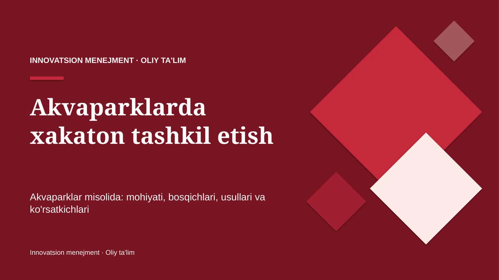 Akvaparklarda xakaton tashkil etish