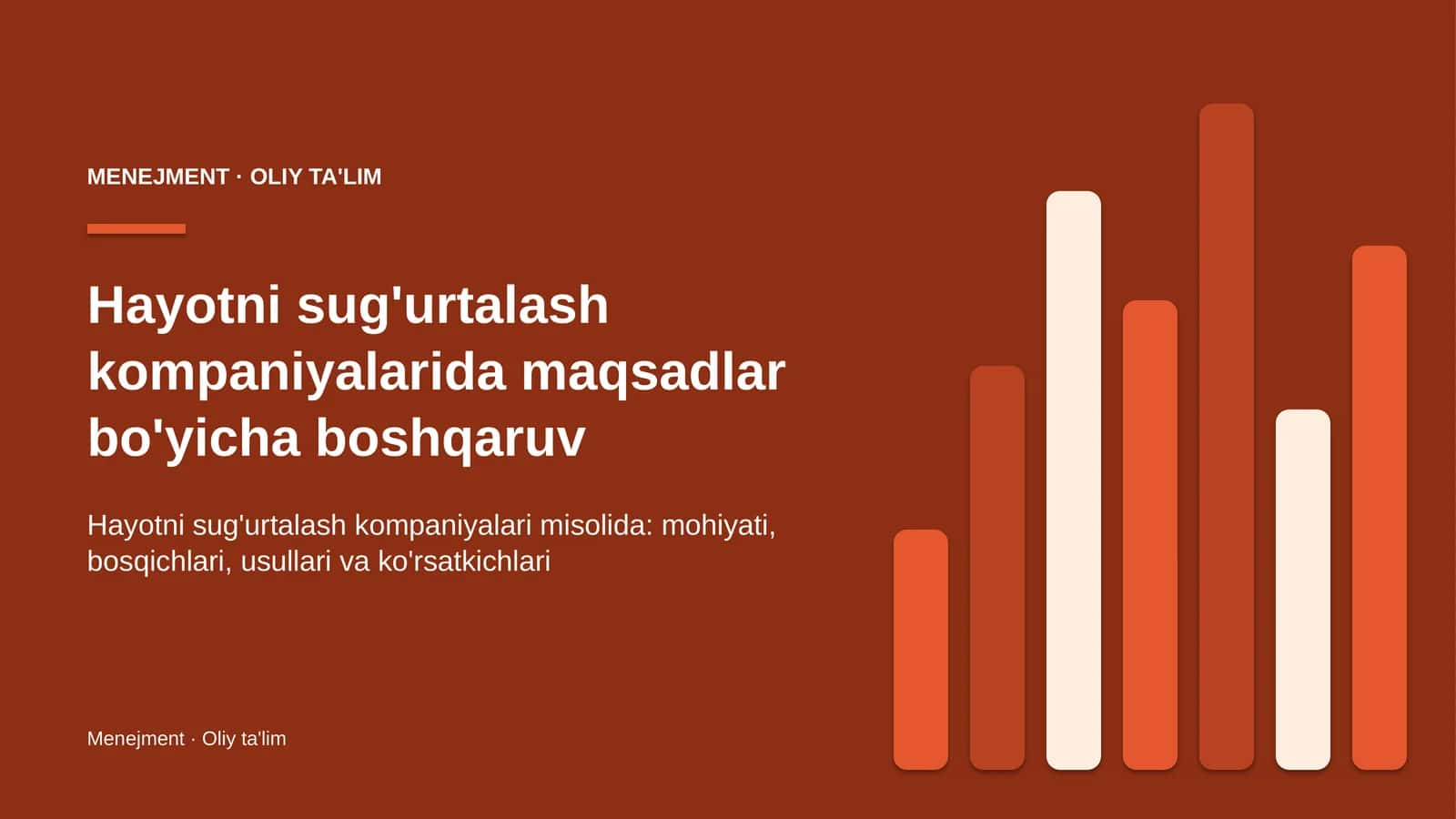 Hayotni sug'urtalash kompaniyalarida maqsadlar bo'yicha boshqaruv