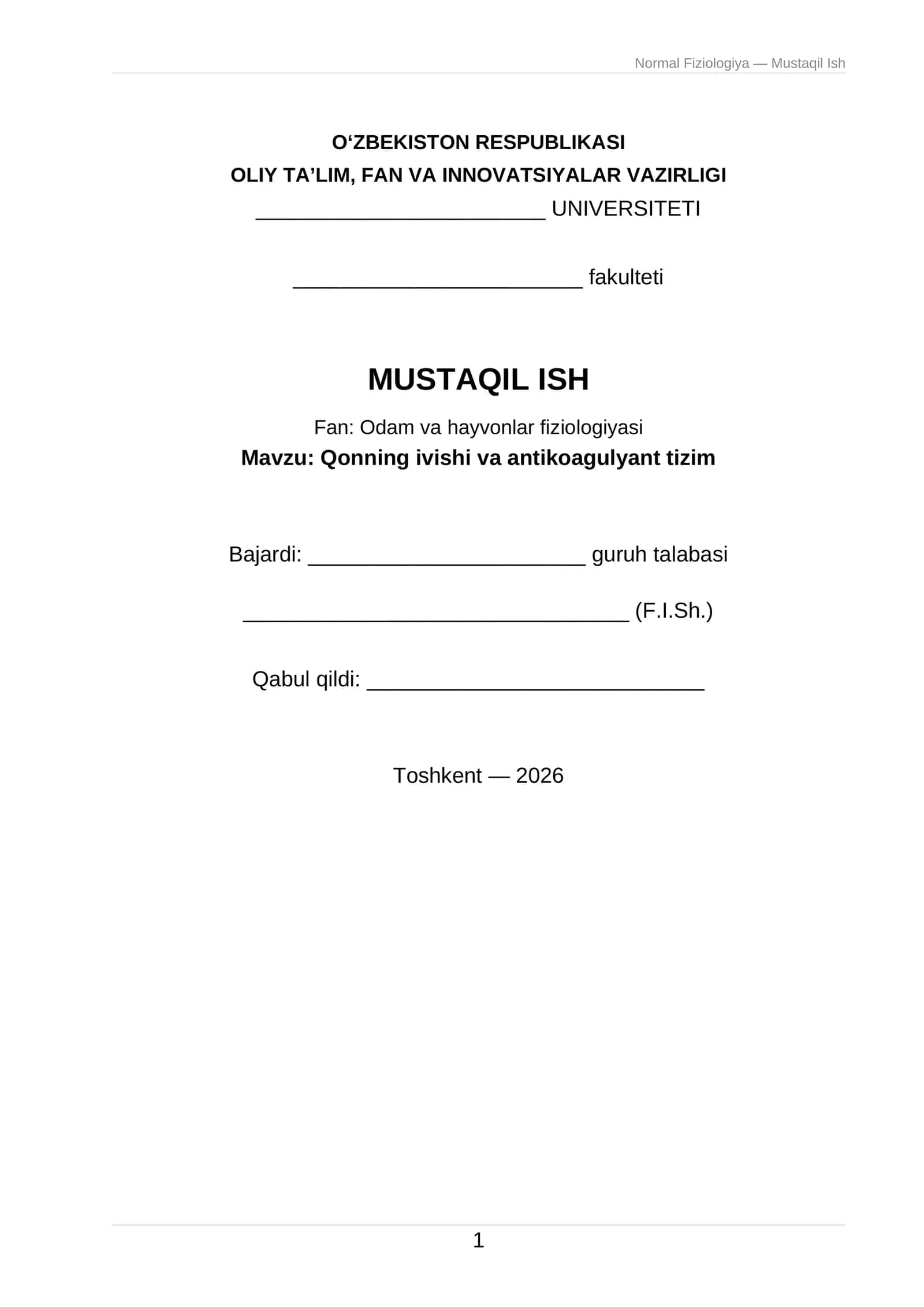 Qonning ivishi va antikoagulyant tizim