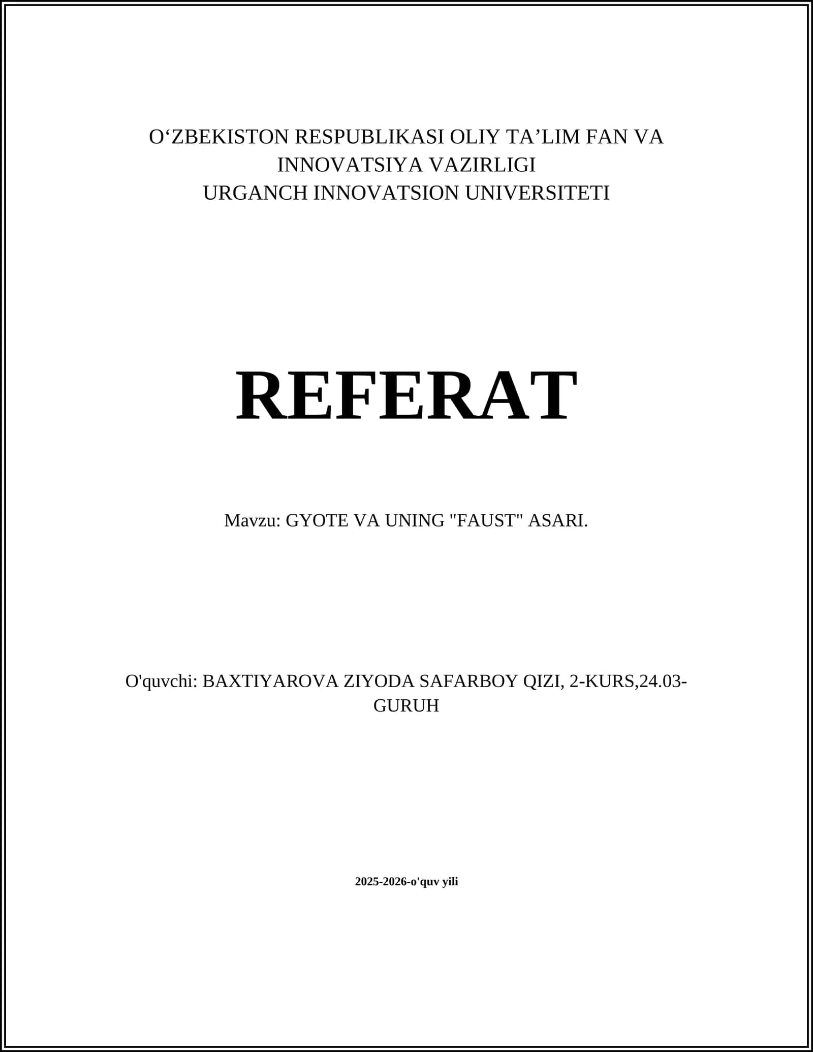GYOTE VA UNING "FAUST" ASARI