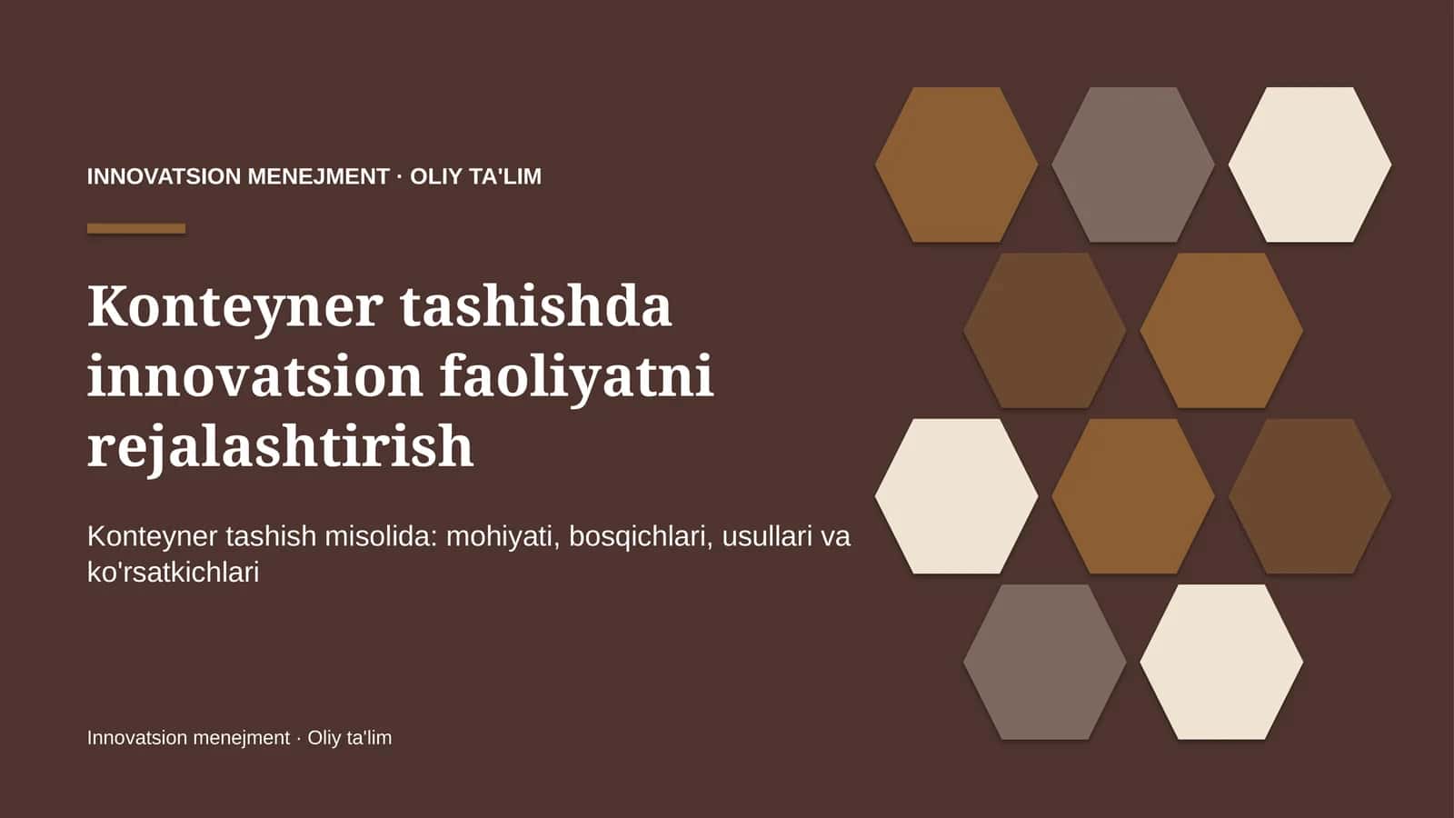 Konteyner tashishda innovatsion faoliyatni rejalashtirish