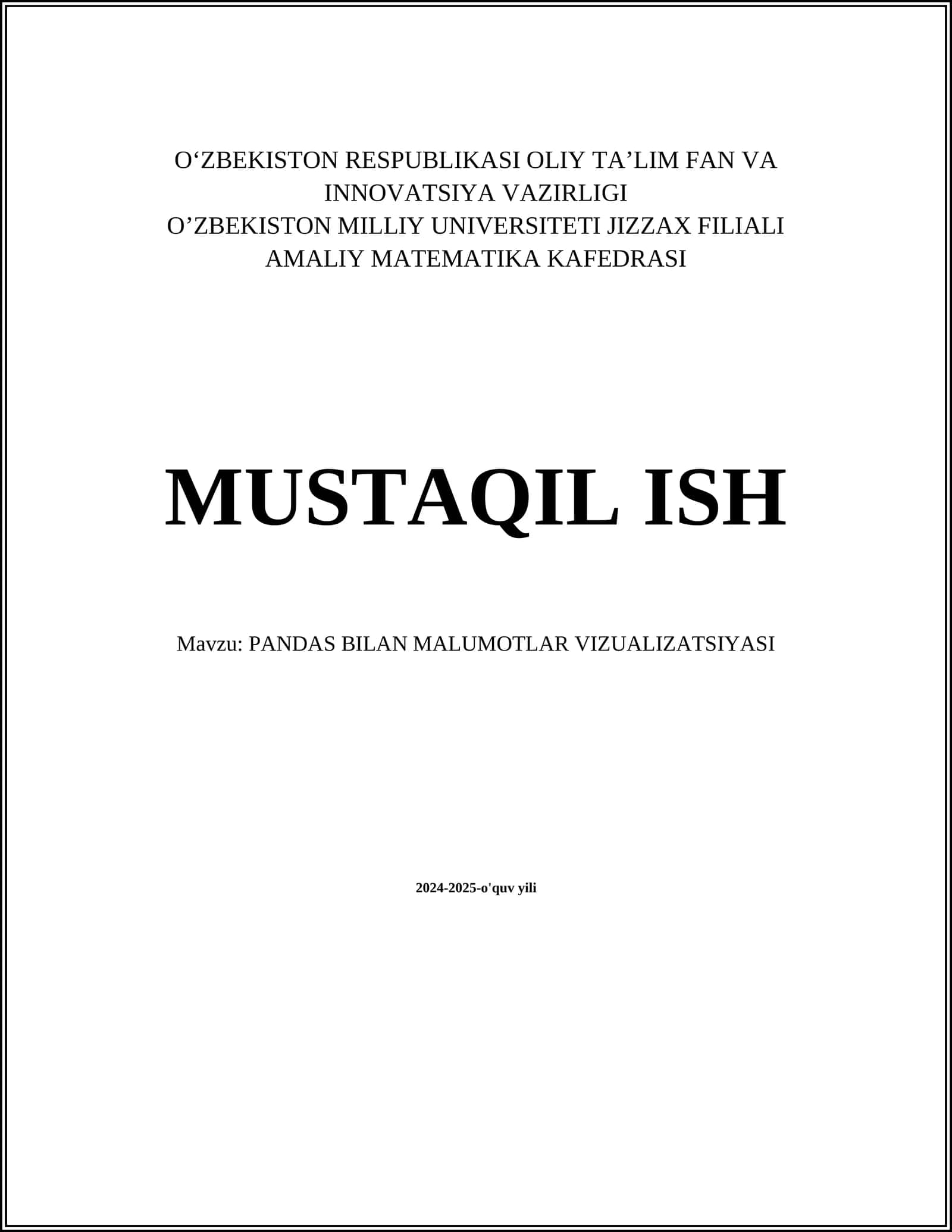 PANDAS BILAN MALUMOTLAR VIZUALIZATSIYASI