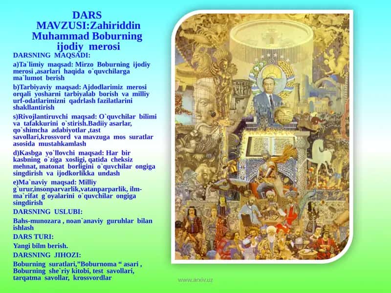 Zahiriddin Muhammad Boburning ijodiy merosi