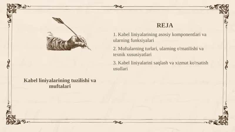 Kabel liniyalarining tuzilishi va muftalari