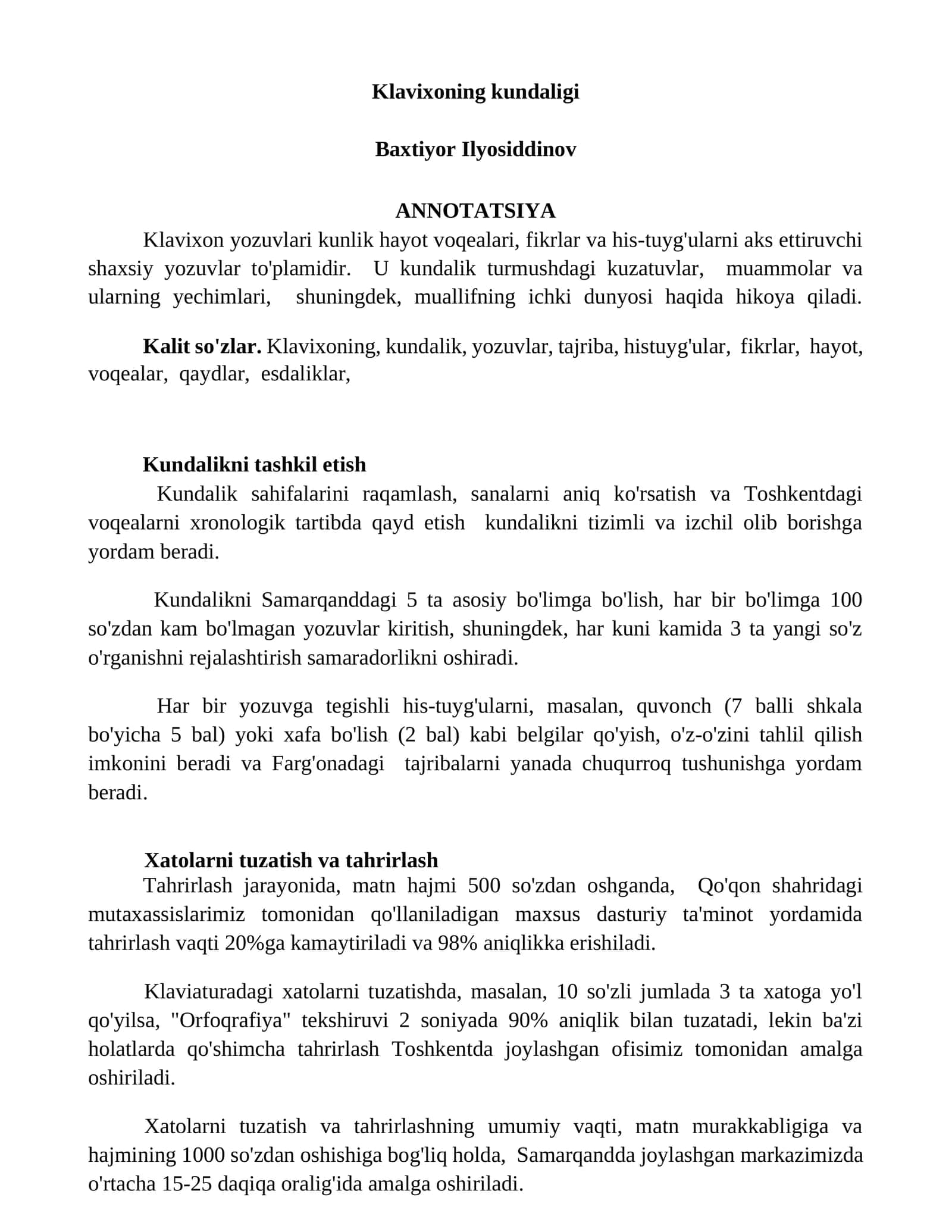 Klavixoning kundaligi