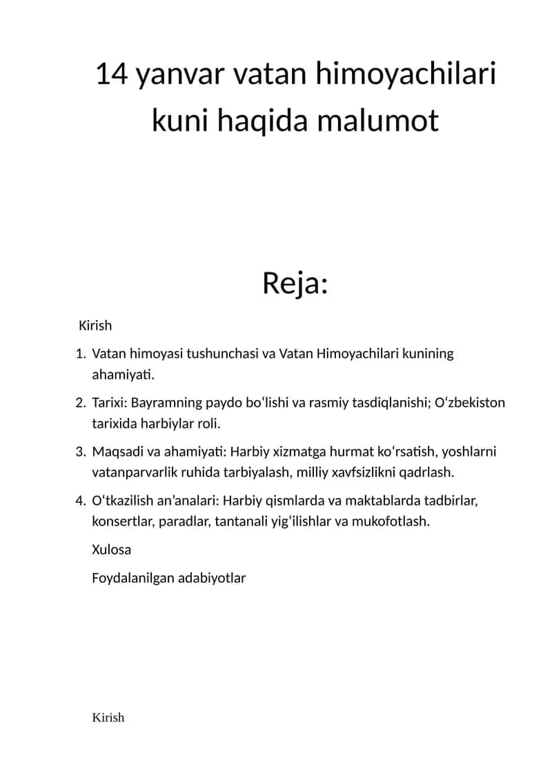 Vatan Himoyachilari kuni haqida malumot