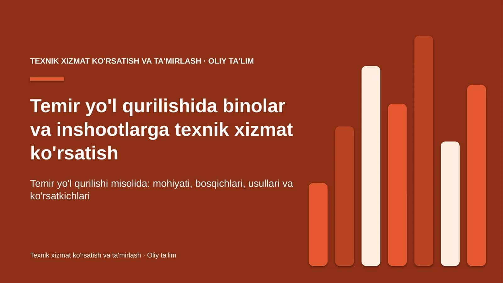 Temir yo'l qurilishida binolar va inshootlarga texnik xizmat ko'rsatish