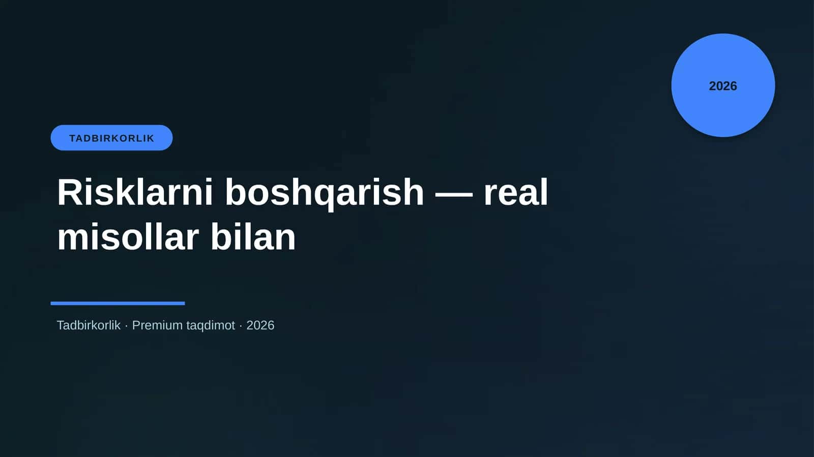 Risklarni boshqarish — real misollar bilan