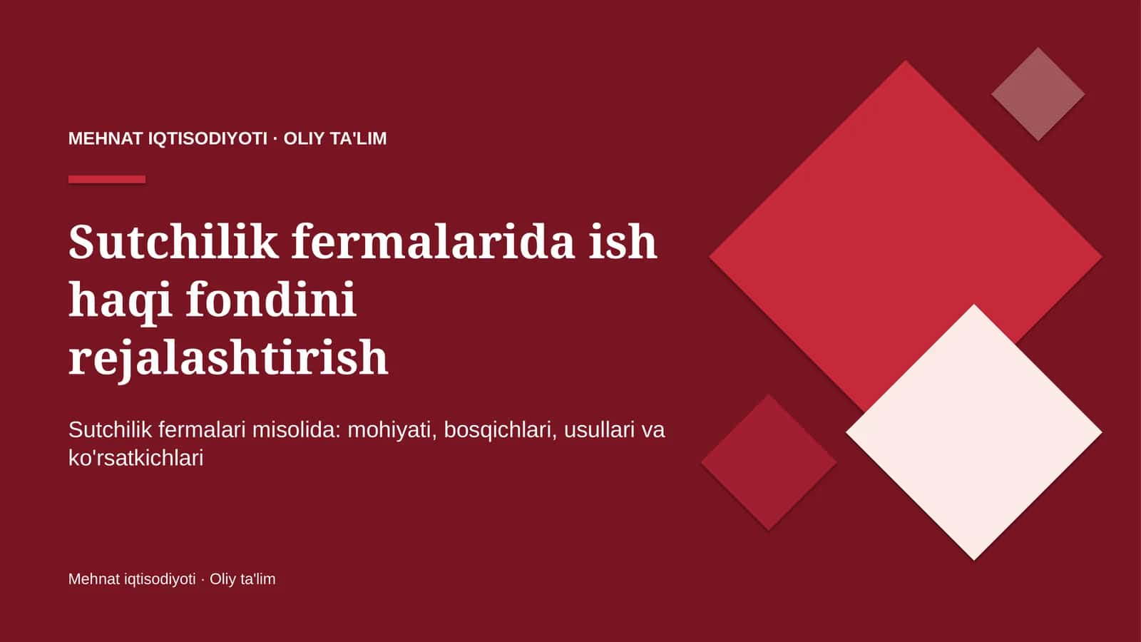 Sutchilik fermalarida ish haqi fondini rejalashtirish