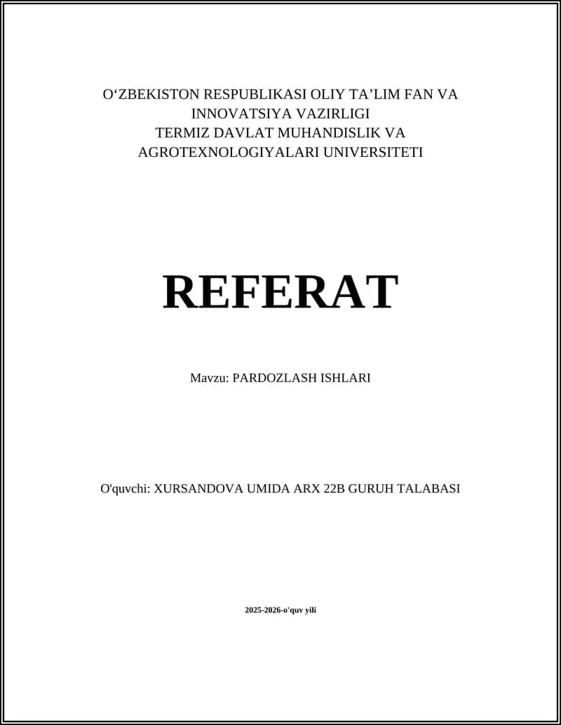 PARDOZLASH ISHLARI