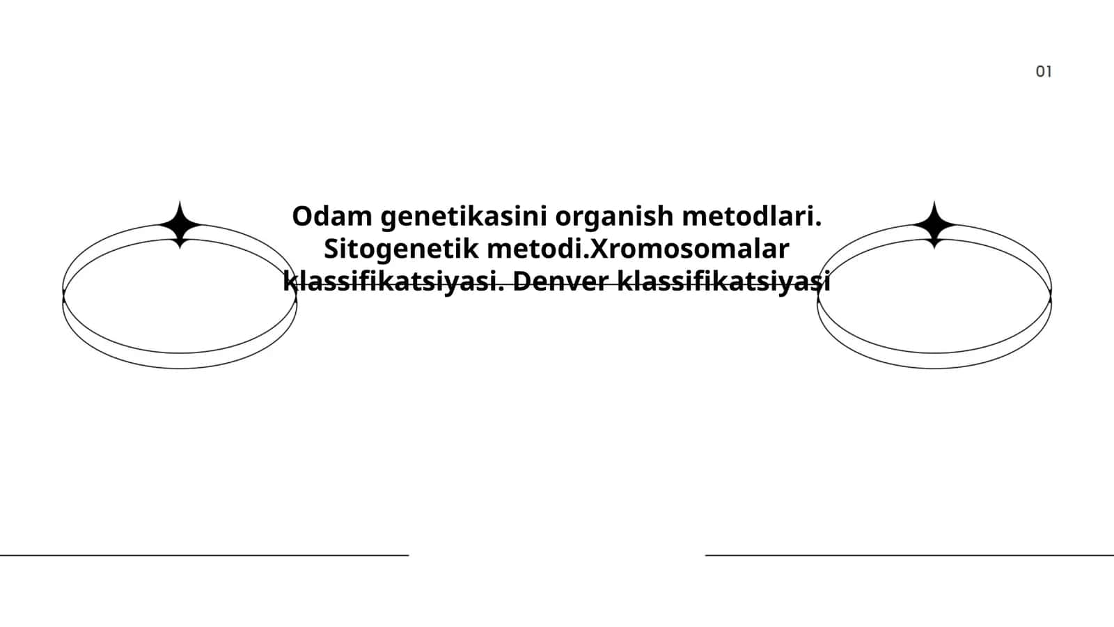 Odam genetikasini organish metodlari. Sitogenetik metodi.Xromosomalar klassifikatsiyasi. Denver klassifikatsiyasi