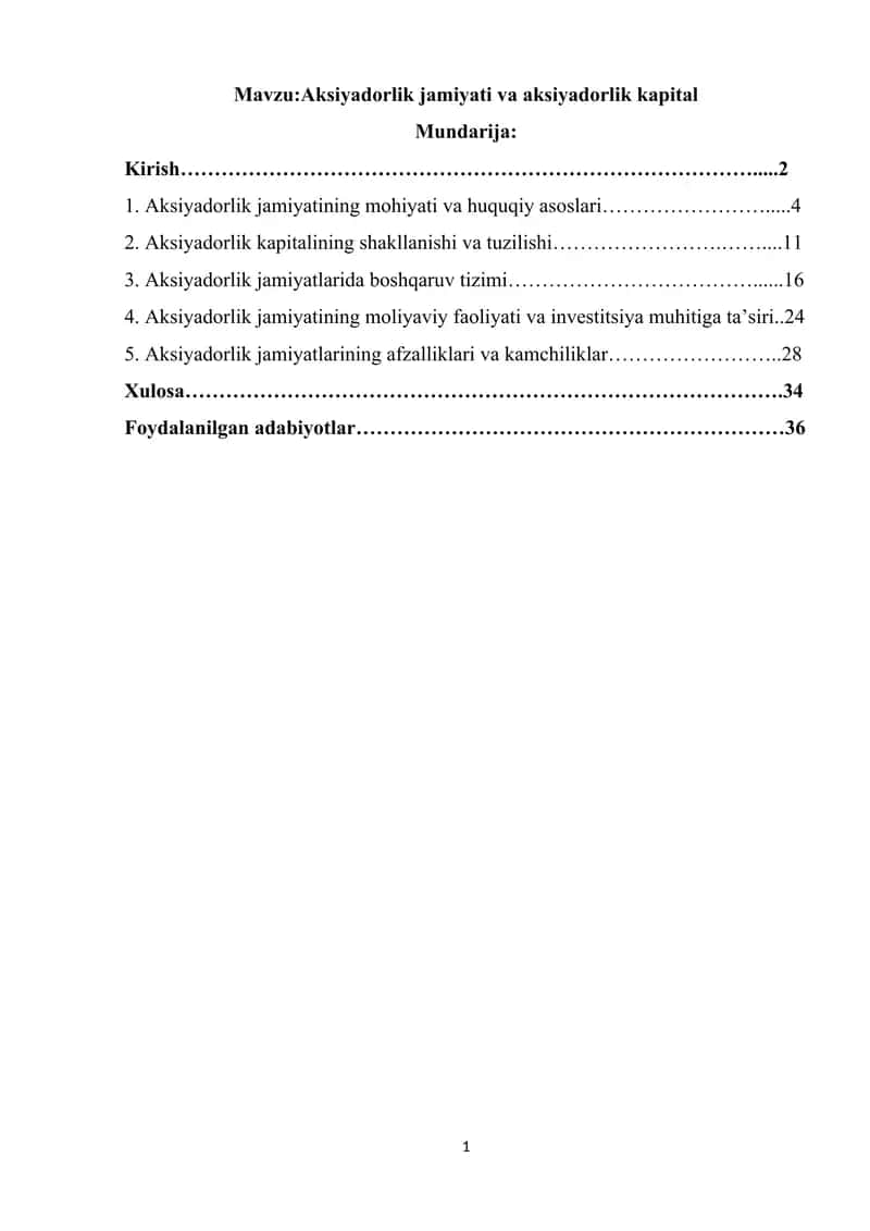 Aksiyadorlik jamiyati va aksiyadorlik kapital